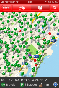 Some of the more than 420 Bicing stations in Barcelona